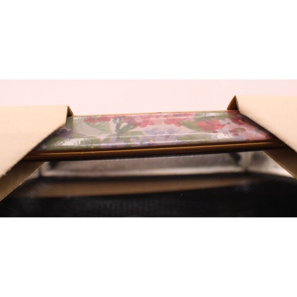 2 Floral Gold Framed Mirrors Wall Hanging Rectangular Decor Pastels NEW 13x8" - Picture 7 of 13